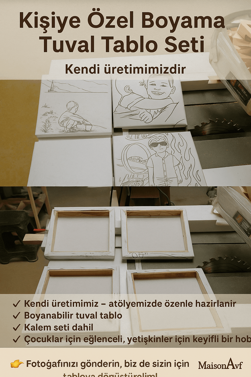 Kişiye Özel Boyama Tablo Kanvas Seti